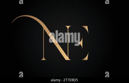 Luxury Initial NE or EN Monogram Text Letter Logo Design Stock Vector