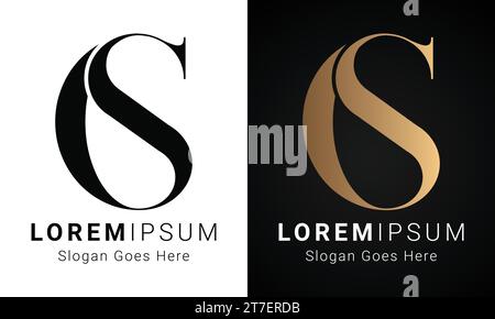 Luxury Initial SC or CS Monogram Text Letter Logo Design Stock Vector