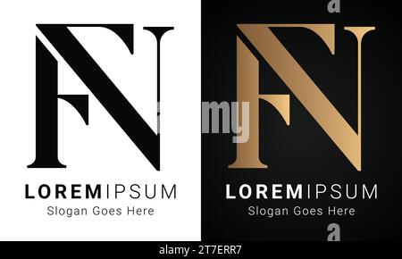 Luxury Initial NF or FN Monogram Text Letter Logo Design Stock Vector