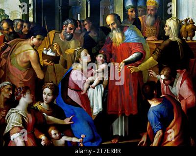 Presentation in the Temple 1599-1602 by Giovanni Balducci also known il Cosci 1560-1631 16th Century Fine Art Museum,  Museo di Capodimonte, Naples, Italy. Stock Photo