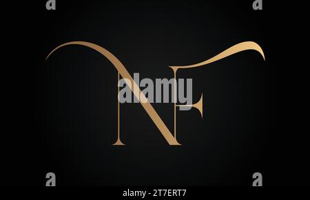 Luxury Initial NF or FN Monogram Text Letter Logo Design Stock Vector