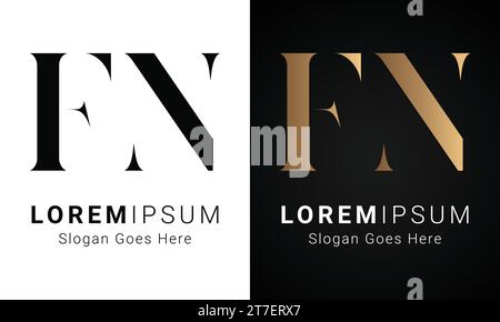 Luxury Initial NF or FN Monogram Text Letter Logo Design Stock Vector