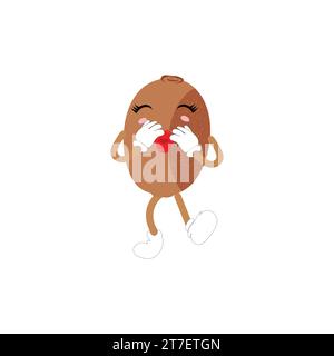 Cute kiwi cartoon. with happy facial expressions and different pose. Cartoon character of slice of kiwi with various chef emoticons Stock Vector