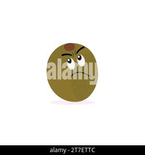Cute kiwi cartoon. with happy facial expressions and different pose. Cartoon character of slice of kiwi with various chef emoticons Stock Vector