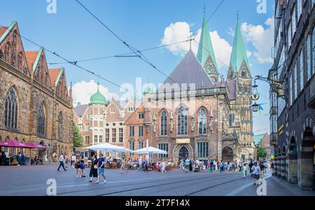 Bremen,Germany–June 13,2023:Historic Bremen street in the centre of the Hanseatic City of Bremen Stock Photo