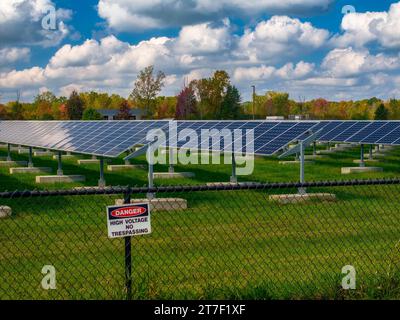 DTE Energy Solar Currents installation in Marysville, St. Clair County, Michigan Stock Photo
