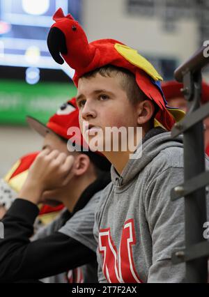 High School volleyball action with Madison vs Post Falls in Coeur d'Alene, Idaho. Stock Photo