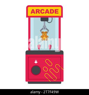 slot machine with toys and hook. flat vector illustration Stock Vector