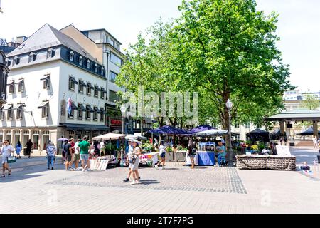 Handicraft stalls, Place d'Armes, Ville Haute, City of Luxembourg, Luxembourg Stock Photo