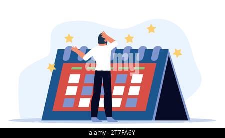 Modern workplace, a flat vector illustration depicts a successful businessman in a home office, using technology to work remotely while managing busin Stock Vector