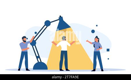 Flat vector illustration with businessman conducting market research and strategic planning. Concept of a new startup and the excitement of entreprene Stock Vector