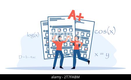 Online education platform with people. Flat vector illustration and modern technology to connect students and teachers in the process of learning. Edu Stock Vector