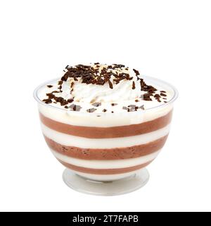Milk-chocolate jelly made from milk and chocolate-coffee layer on gelatin isolated on white Stock Photo