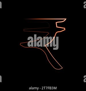 Vector illustration of Indian currency symbol with neon effect. Stock Vector