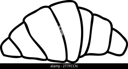 Croissant icon Black line art vector in black and white outline set ...