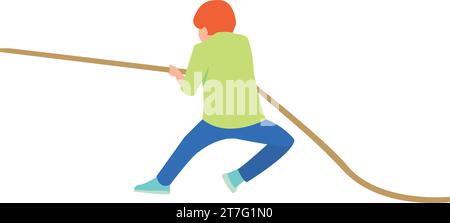 happy cute kid boy and girl play tug o war vector Stock Vector