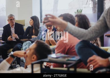 Successful Business Team Brainstorming in a Modern Corporate Office Stock Photo