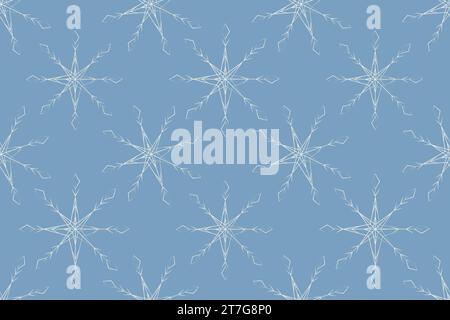 Seamless pattern of figured snowflakes in trendy shades. Design for Christmas or New Year backdrop. Vector background texture for wrapping, wallpaper or web, poster, banner and other different uses  Stock Vector