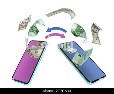 Various currency exchange rate chart on smartphone screen. Smart gadget on  stack of euro banknotes Stock Photo - Alamy