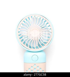 Mini electric fan on white background Stock Photo