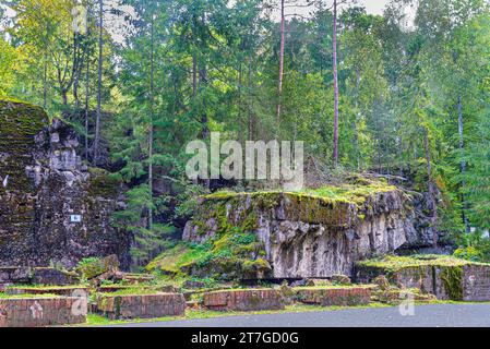 Wolf's Lair is a town of bunkers surrounded by forest, lakes and swamps. This is Adolf Hitler's largest and most recognizable field command. Stock Photo