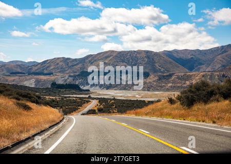 scenic drive from christ church to Hanmer Springs via Hanmer springs road new Zealand Stock Photo