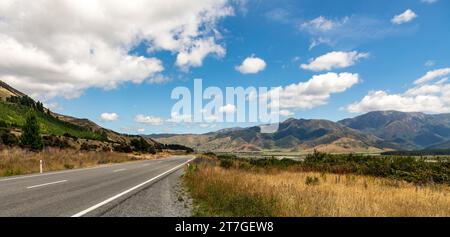 scenic drive from christ church to Hanmer Springs via Hanmer springs road new Zealand Stock Photo