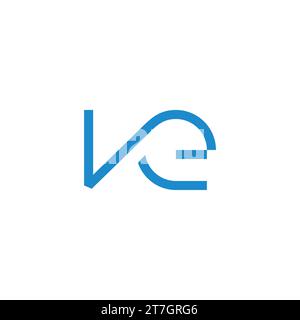 letter ve simple geometric linked line logo vector Stock Vector