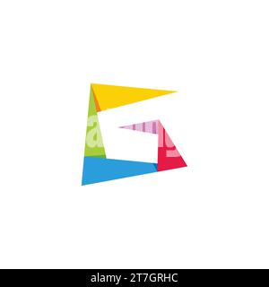 letter g colorful paper fold shadow 3d flat logo vector Stock Vector