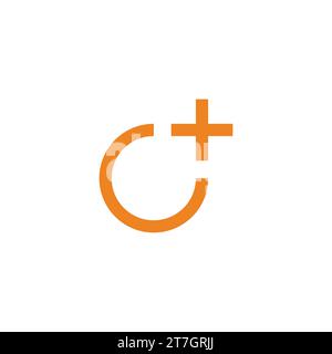 letter v plus medical vitamin orange logo vector Stock Vector