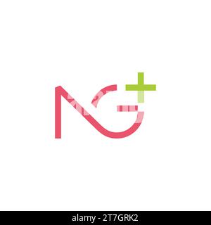 letter ng simple plus symbol logo vector Stock Vector