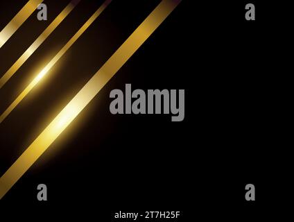 Golden lines abstract background, luxurious design template, vector illustration Stock Vector