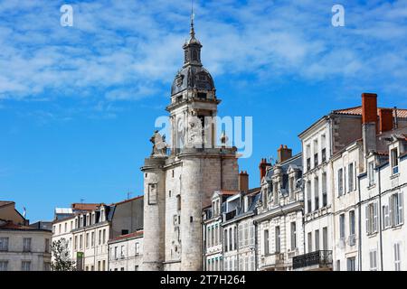 Clock tower in La Rochelle, Porte de la Grosse Horloge, Departement Charente-Maritime, France Stock Photo