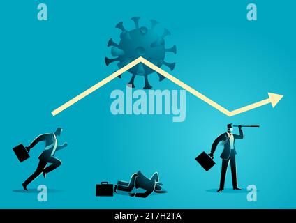 Business concept vector illustration of business challenge and optimism during pandemic, business infographic Stock Vector