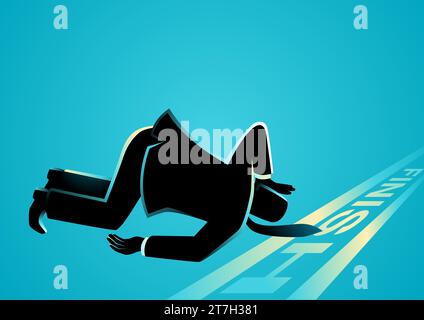 Business concept vector illustration of a businessman fell down before finish line Stock Vector