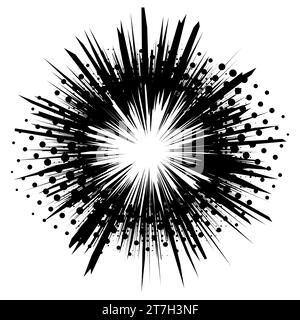 Monochrome vector illustration of comic explosion, comic blast isolated on white Stock Vector