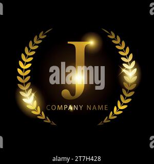 Luxury golden letter J for premium brand identity or label. Vector illustration Stock Vector
