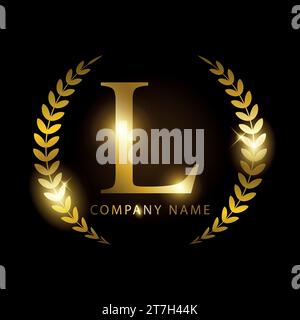 Luxury golden letter L for premium brand identity or label. Vector illustration Stock Vector