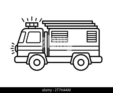Fire Fighter Truck Coloring Page For Children Stock Vector