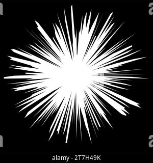 Monochrome vector illustration of comic explosion, comic blast isolated on black Stock Vector