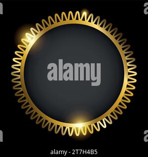 Golden round frame isolated on black background. Vector illustration Stock Vector
