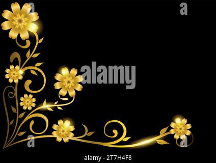 Luxury decorative golden floral frame for border. Vector illustration Stock Vector