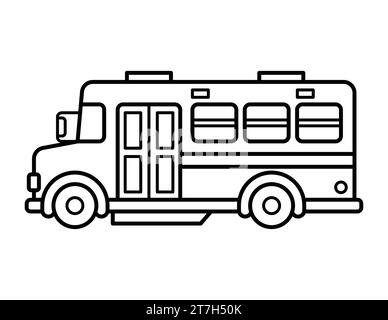 School Bus Coloring Page For Children Stock Vector