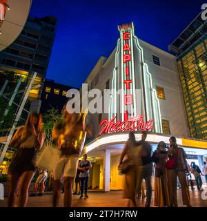 Capitol Theatre, briefly Kyo-Ei Gekijo, is a historic cinema and theatre located in Singapore. Stock Photo
