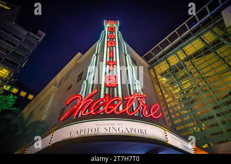 Capitol Theatre, briefly Kyo-Ei Gekijo, is a historic cinema and theatre located in Singapore. Stock Photo