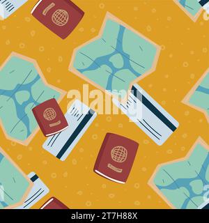 Traveling and vacation planning, seamless print Stock Vector