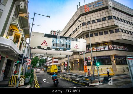 Electronic Road Pricing (ERP) Gantry in CBD area. It is used to manage road congestion in Singapore. Stock Photo