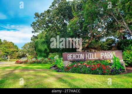 VaBeacon Hill Park in Victoria on a sunny day, Vancouver Island Stock Photo