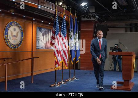 Washington, United States. 15th Nov, 2023. United States House Minority Leader Hakeem Jeffries (Democrat of New York) at his weekly press conference in the Capitol in Washington, DC, USA on Wednesday, November 15, 2023. Photo by Annabelle Gordon/CNP/ABACAPRESS.COM Credit: Abaca Press/Alamy Live News Stock Photo