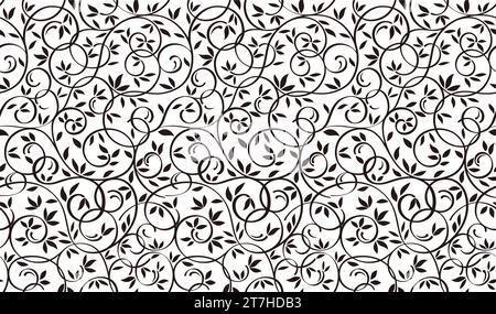 Horizontally And Vertically Repeatable Vector Seamless Monochrome Botanical Pattern. Stock Vector